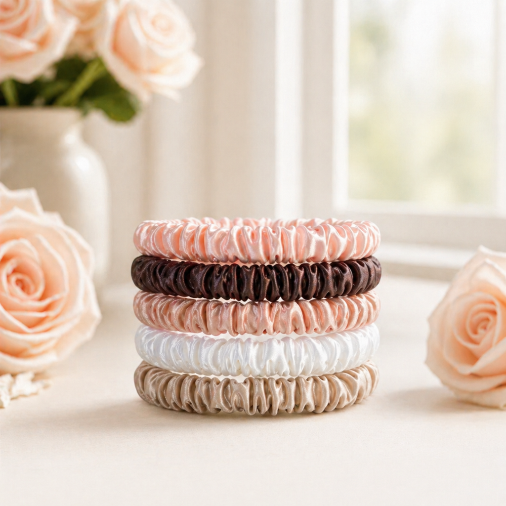 5 Piece Mulberry Silk Scrunchie Set