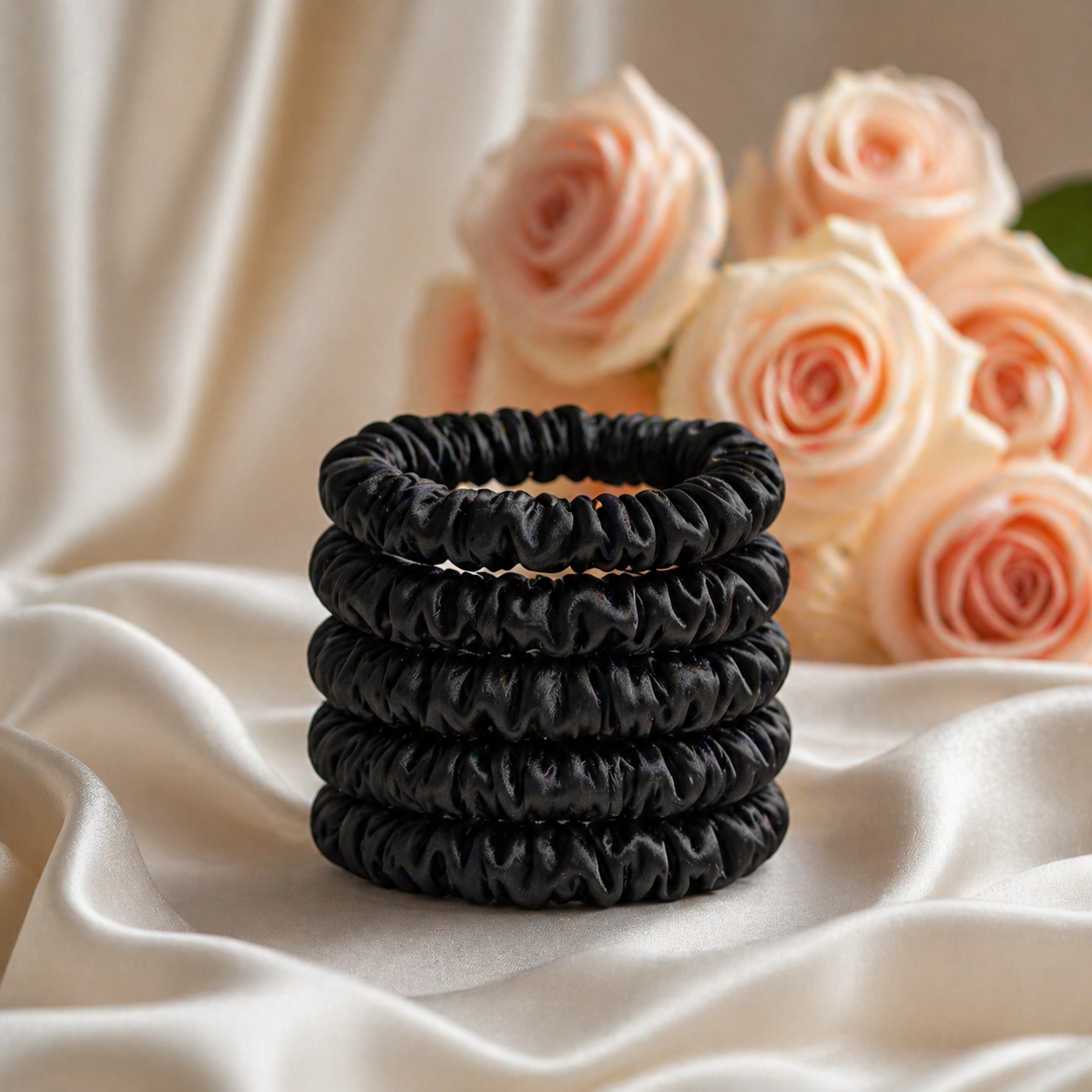 5 Piece Mulberry Silk Scrunchie Set