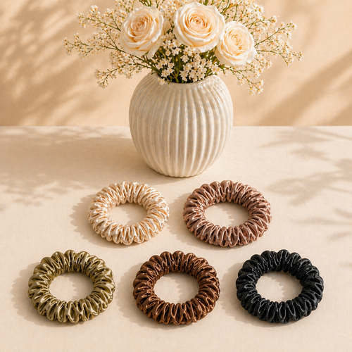 5 Piece Mulberry Silk Scrunchie Set